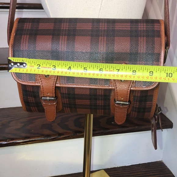 RALPH LAUREN Brown Tartan Plaid Travel Camp Book School Library Messenger Bag - Picture 12 of 17